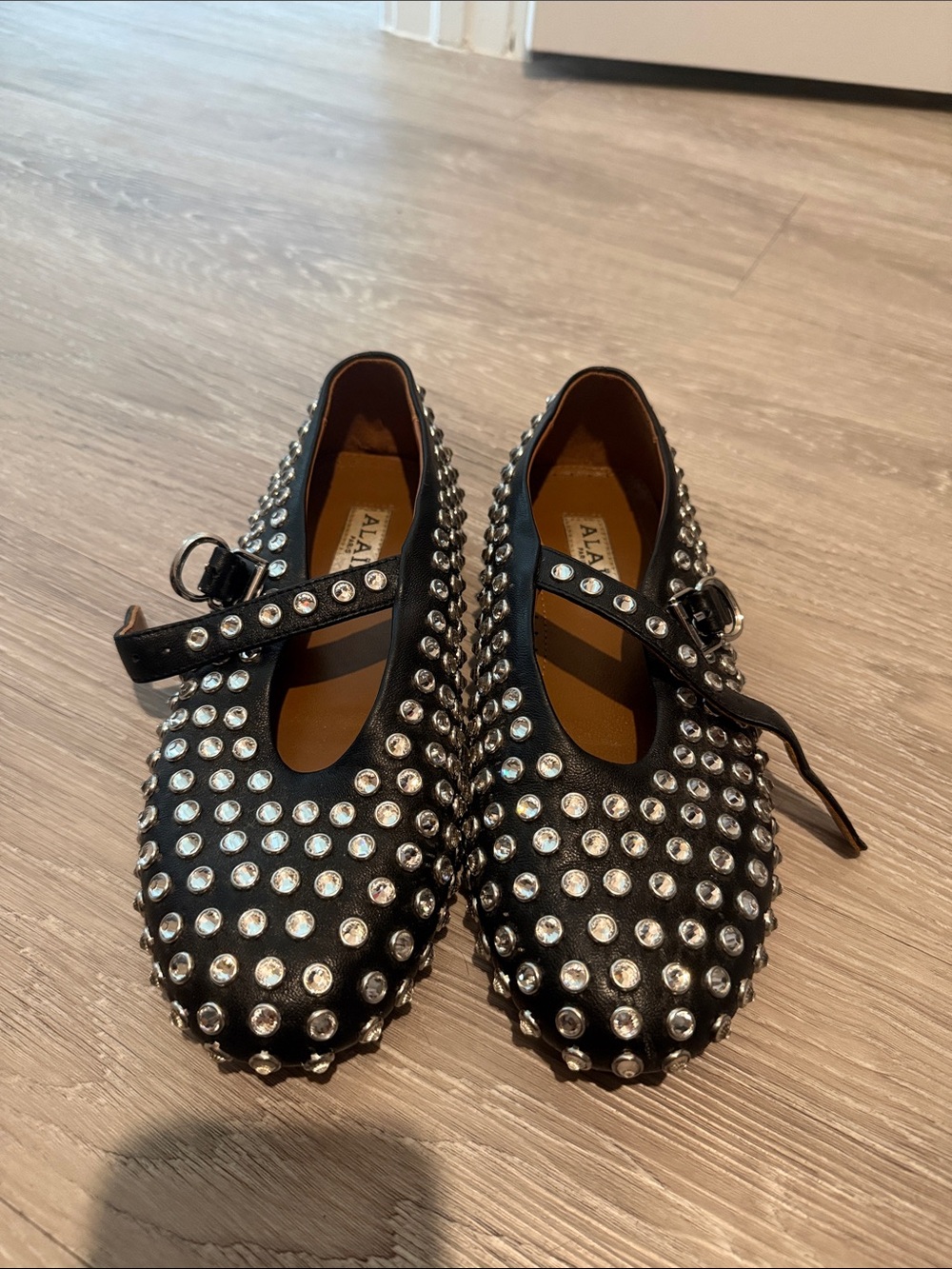 Alaia Black Studded Mary Jane Shoes